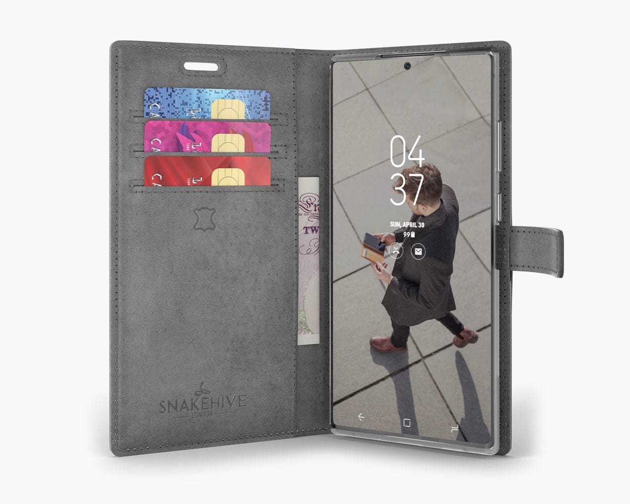 Samsung Galaxy Note 20 - Vintage Leather Wallet (Almost Perfect) Grey Samsung Galaxy Note 25 - Snakehive UK