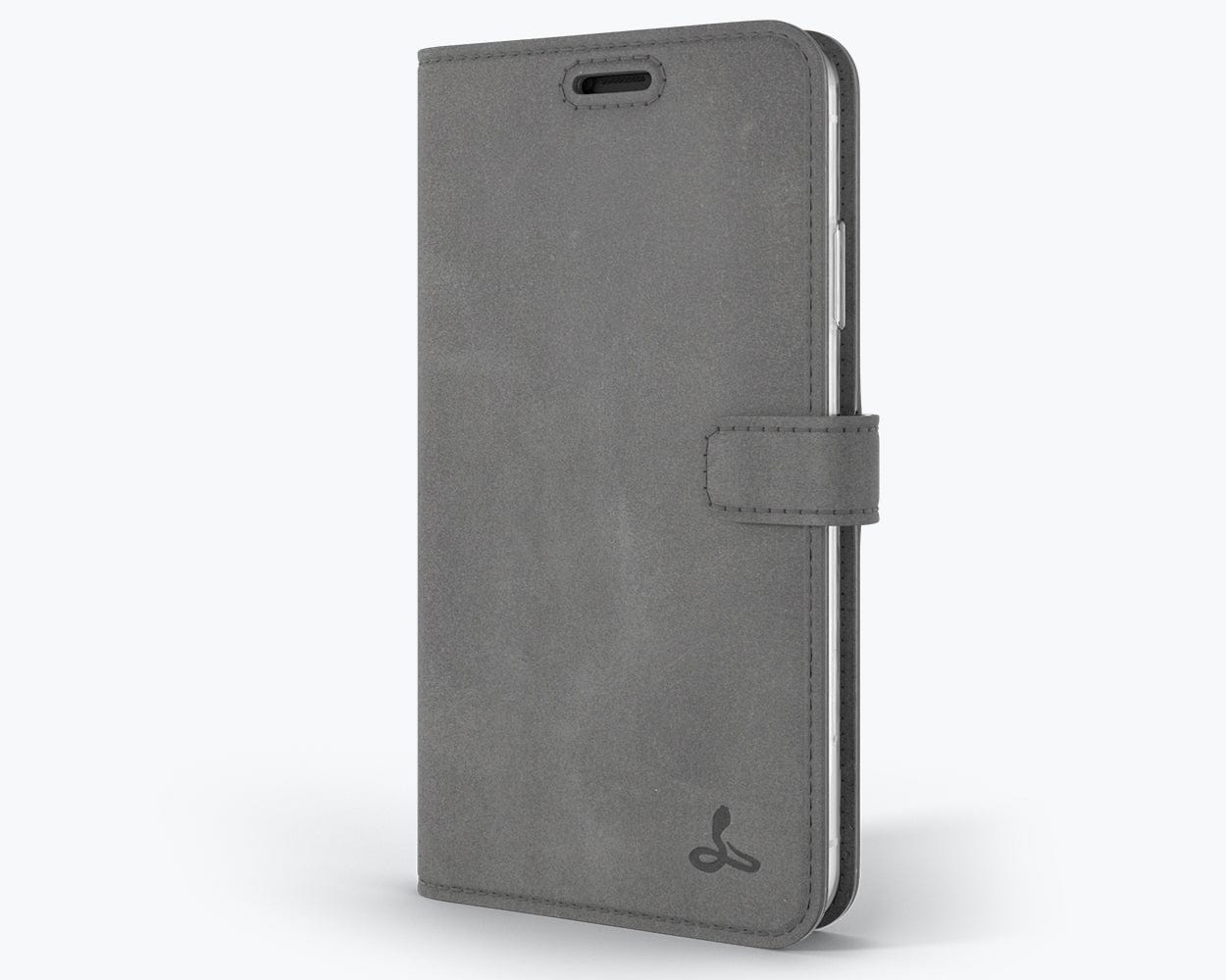 Vintage Leather Wallet - Apple iPhone XR Grey - Snakehive UK
