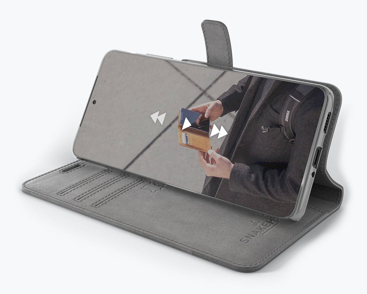 Samsung Galaxy S21 Ultra - Vintage Leather Wallet Grey Samsung Galaxy S21 Ultra - Snakehive UK
