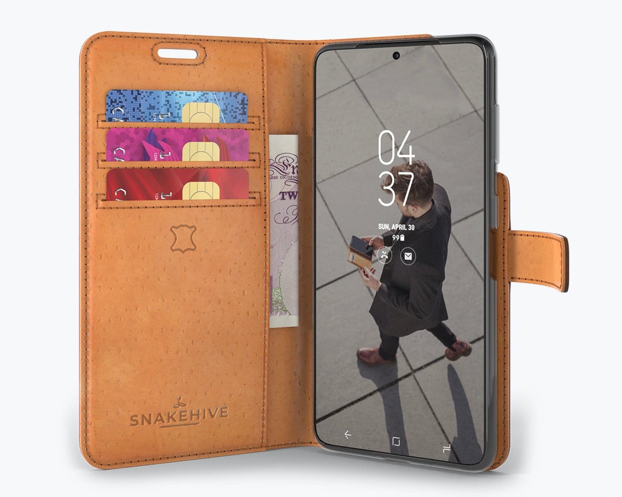 Samsung Galaxy S21 - Vintage Leather Wallet Grey Samsung Galaxy S21 - Snakehive UK