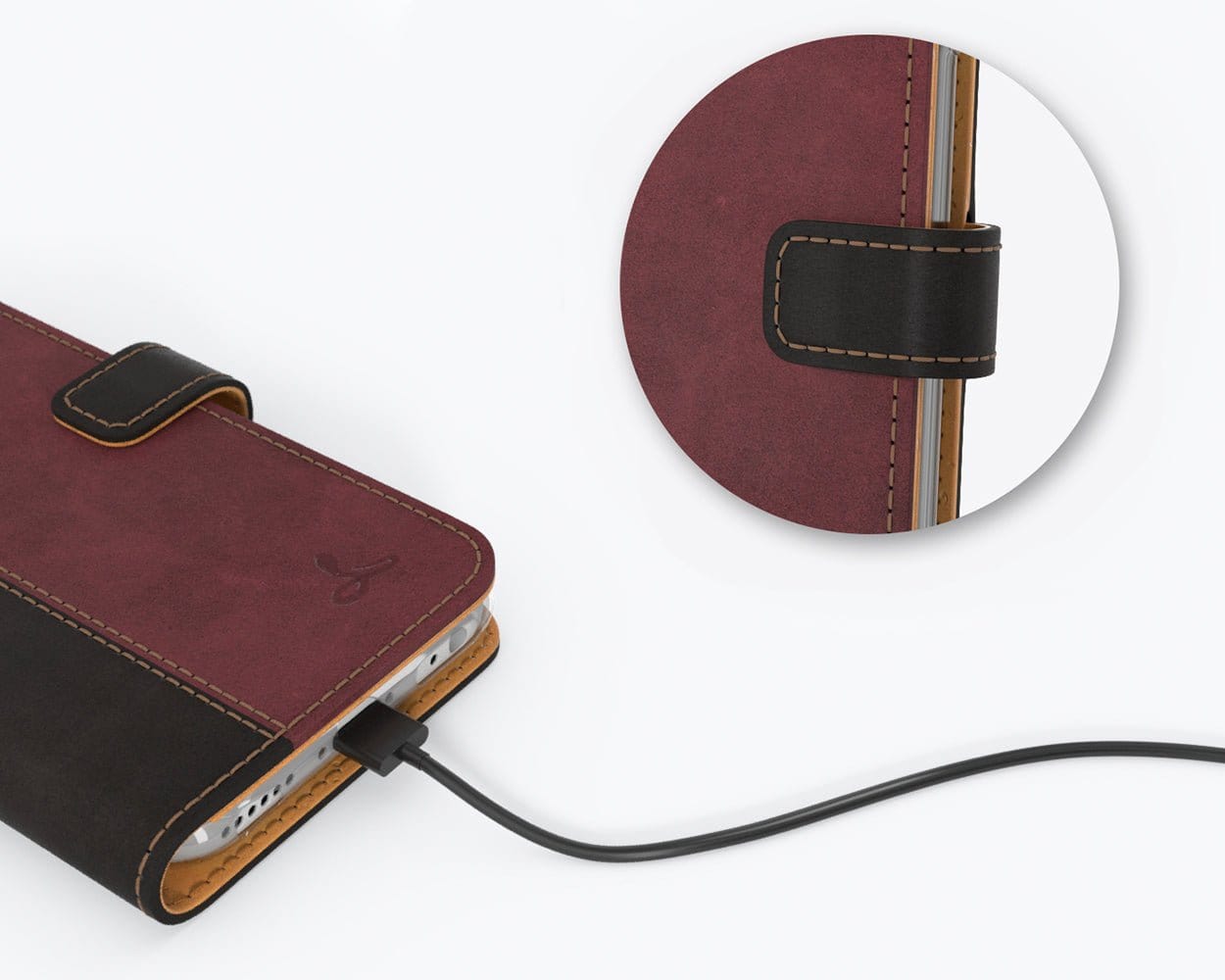 Vintage Two Tone Leather Wallet - Apple iPhone 6/6S TT Black/Plum Apple iPhone 6/6S - Snakehive UK