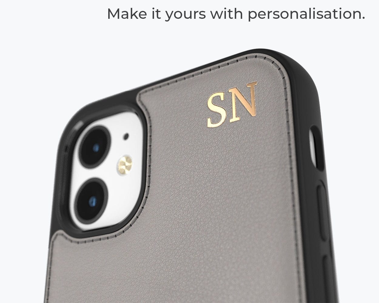 Apple iPhone 12 - Metro Leather Case Pebble Grey Apple iPhone 12 - Snakehive UK