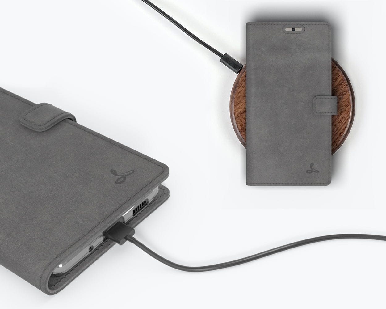 Samsung Galaxy S20 FE - Vintage Leather Wallet Grey Samsung Galaxy S20 FE - Snakehive UK