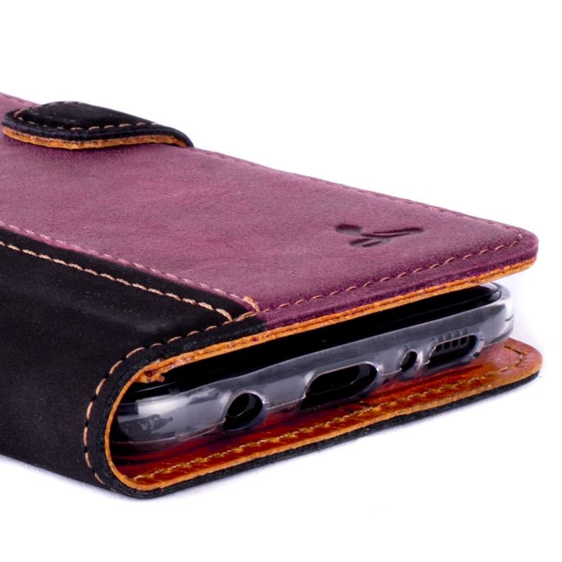 Vintage Two Tone Leather Wallet - Samsung Galaxy S8 Plus TT Black/Plum Samsung Galaxy S8 Plus - Snakehive UK