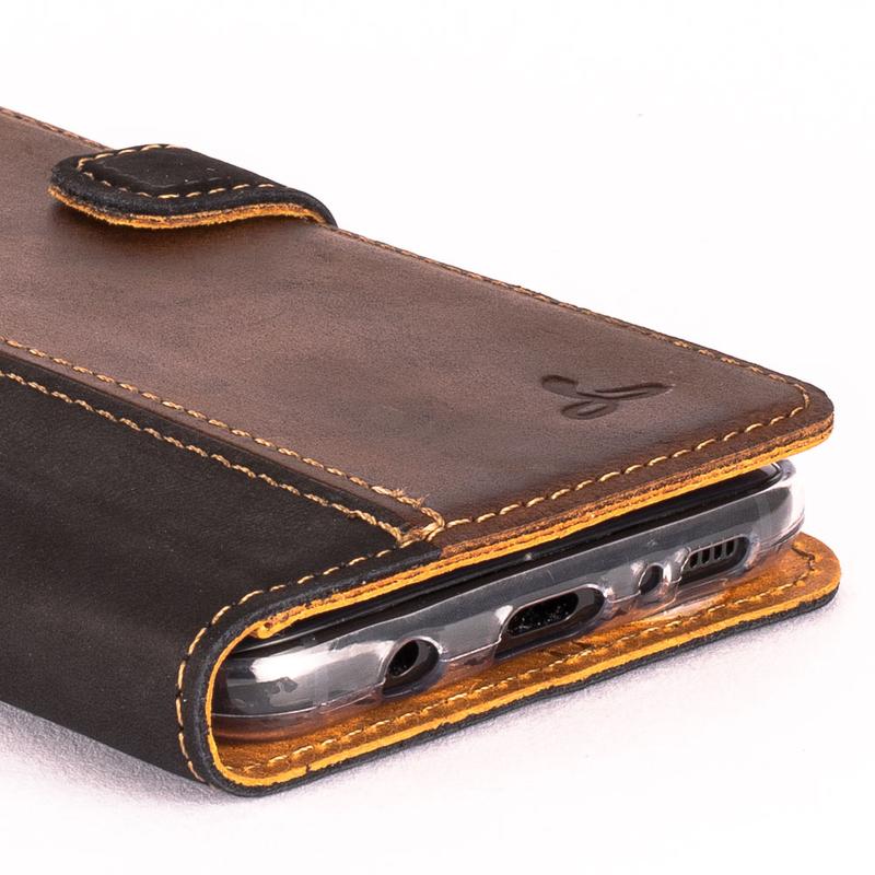 Vintage Two Tone Leather Wallet - Samsung Galaxy S8 Plus TT Black/Plum Samsung Galaxy S8 Plus - Snakehive UK