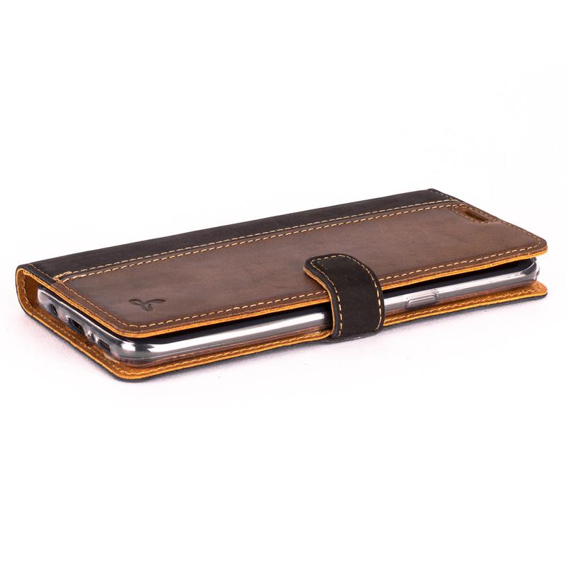 Vintage Two Tone Leather Wallet - Samsung Galaxy S8 Plus TT Black/Plum Samsung Galaxy S8 Plus - Snakehive UK